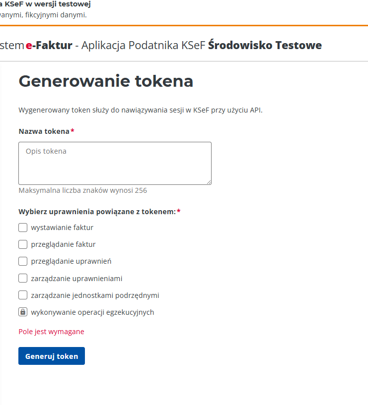 Generowanie tokena